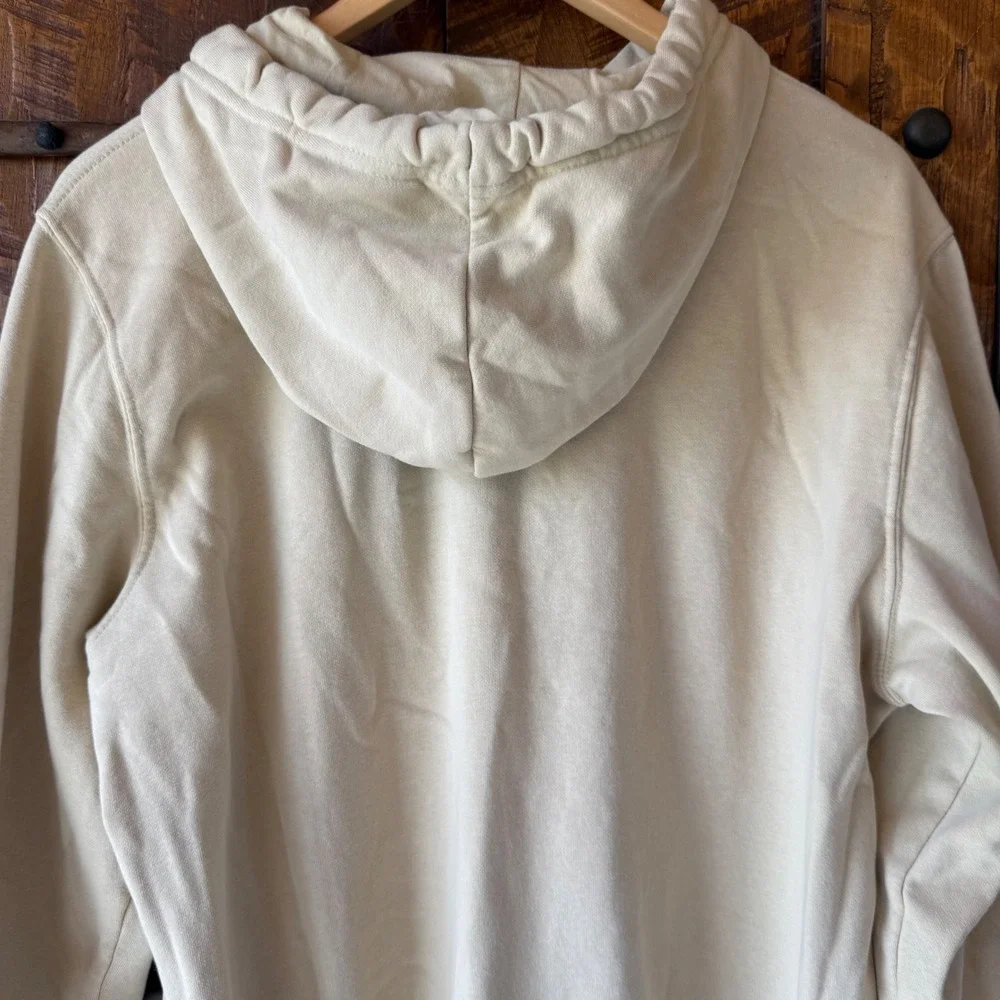 The North Face Mens Circular Design Hoodie Tan Beige Logo Pullover Sweatshirt M